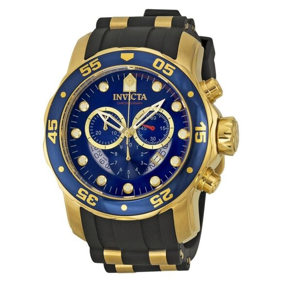 NWT Authentic Invicta Pro Diver Chronograph Blue Dial Black Rubber Men's Watch - Picture 1 of 3